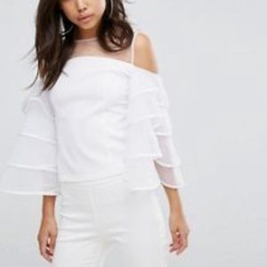 PrettyLittleThing White Frill Top